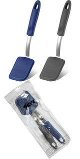 Yetene Silicone Cookie Spatula Turner 2 Pack Mini Brownie Spatula Flexible Kitchen Small Silicone Spatulas for Nonstick Cookware Heat Resistant No Scratch Flipper for Egg Pancake (Gray, Blue) Yetene