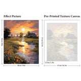Paint by Numbers Kit for Adults Beginner, Countryside Sunset Adult Paint by Number Kits on Canvas Without Frame, Riverside Cabin Oil Paint by Numbers for Home Decor Gift 16” W x 20”L Fountor