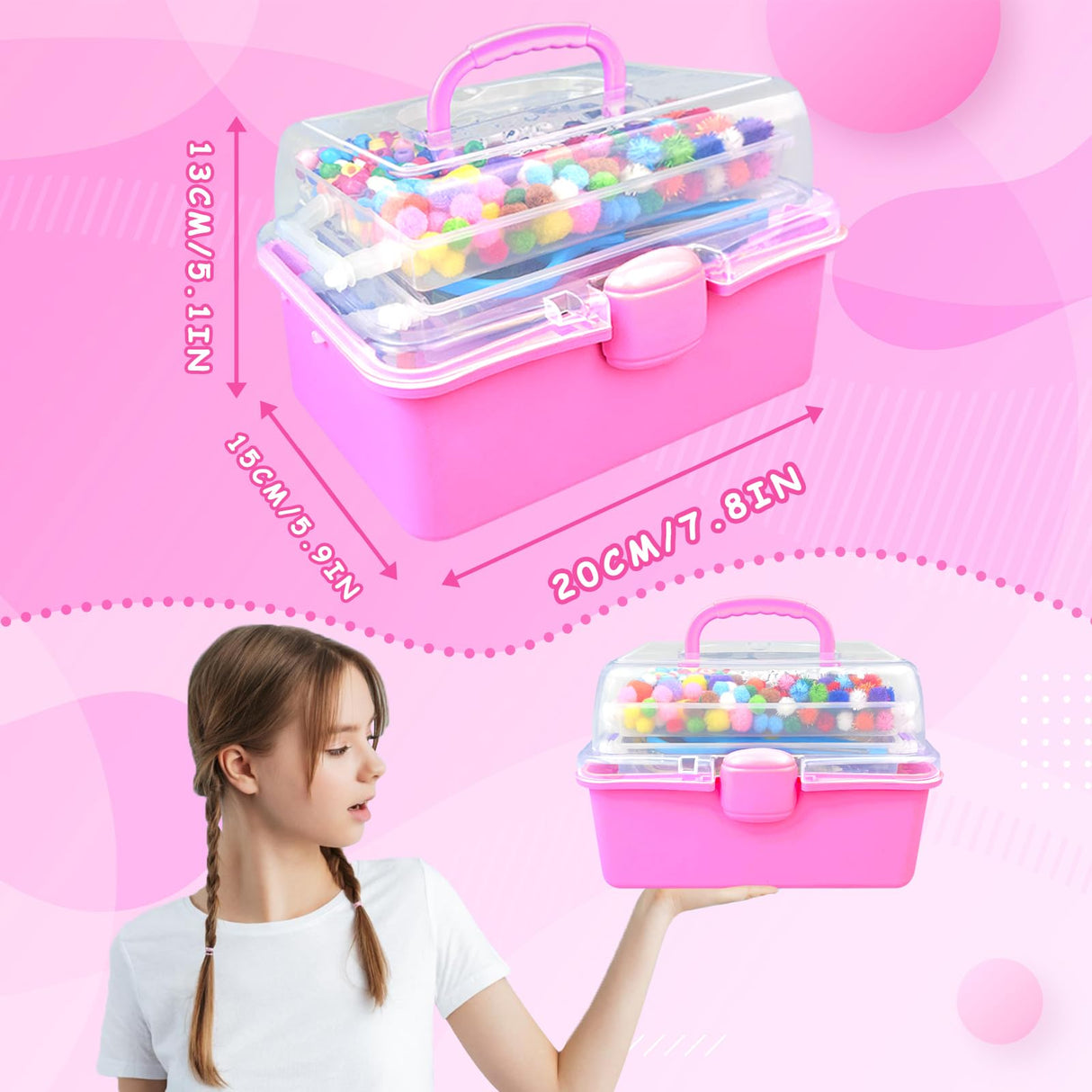 3000 Arts and Crafts Supplies for Kids Craft Kit Craft Box with Pipe Cleaners Arts and Crafts for Kids Age 4-6, 6-8, 8-12 DIY School Supplies Materials Set Toys Gifts for Girls Boys Toddlers, Red BNUZEIYI