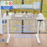 BUNOEM Height Adjustable Electric Standing Desk, 55X24 Height Stand Up Computer Desk,Sit and Stand Home Office Desk with Splice Board (White+Oak Top, White Frame) BUNOEM