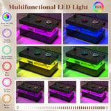 LUXOAK Coffee Table with LED Light, Modern High Gloss Finish Center Table with 2-Tier Storage Space, Minimalist Coffee Table for Living Room, Office, Black LUXOAK