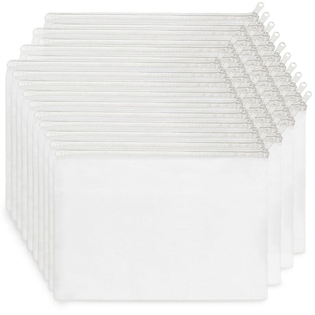 Koolmox Canvas Zipper Pouch, 40 Blank White Cloth Pouch, Pencil Pouch White Sublimation Cosmetic Pouches Blanks Makeup Bags Bulk, Black Zipper Canvas Bag Blanks for Vinyl Projects Decorating Koolmox