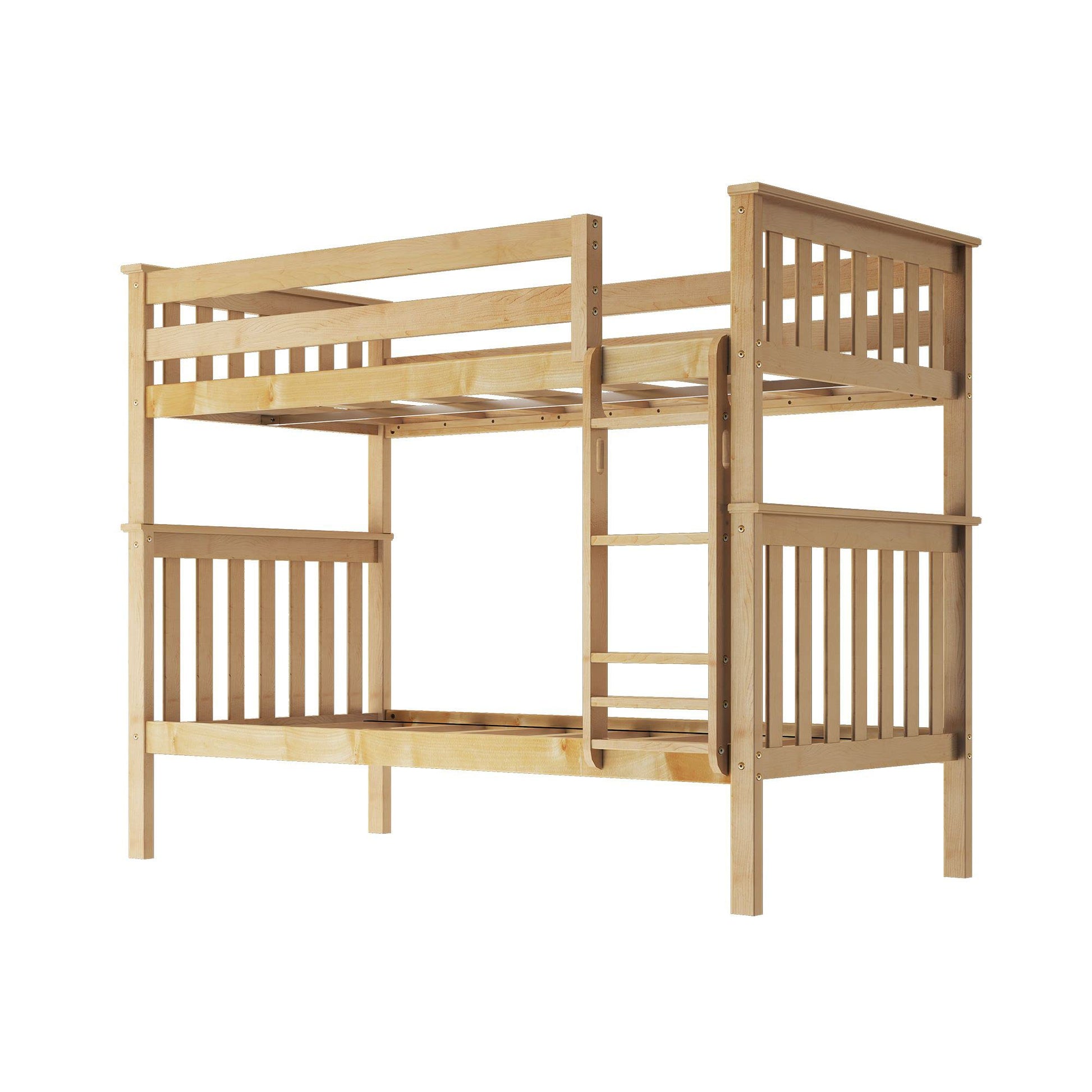 Classic Twin Over Twin Wooden Bunk Bed by Plank+Beam – Space-Saving Design with Ladder and Solid Support - WoodArtSupply