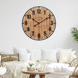 EMAX HOME Large Old Town Farmhouse Wall Clock 24 Inch Rustic Antique Wood with Metal Circle and Large Numerals Silent Battery Operated Wall Clock for Office Kitchen Bedroom Living Room EMAX HOME