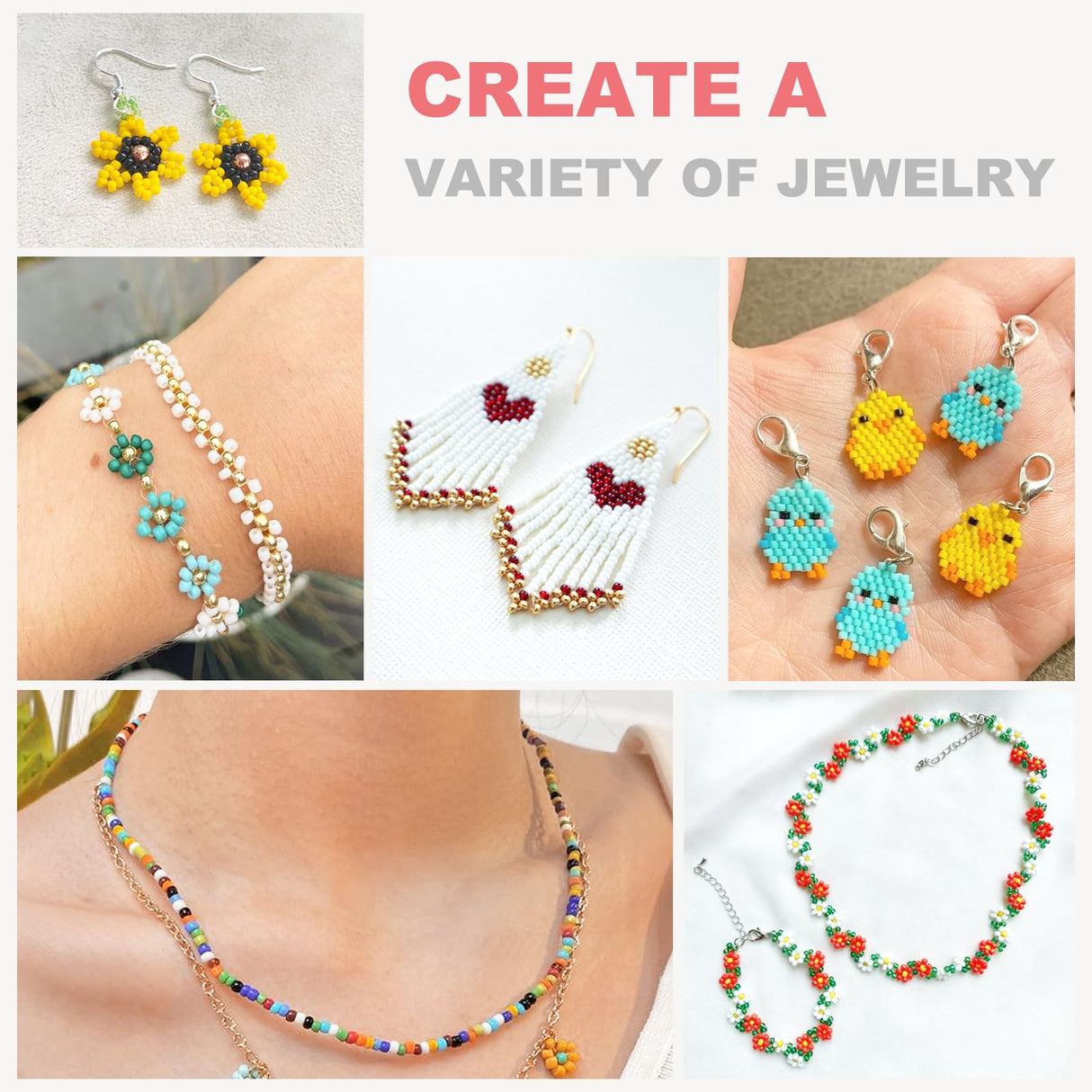 Redtwo 8000pcs 3mm Glass Seed Beads for Bracelet Making Kit, Small Beads Friendship Jewelry Making Kit, Tiny Waist Beads with Letter Beads and Elastic String, DIY Art Craft Girls Gifts. Redtwo