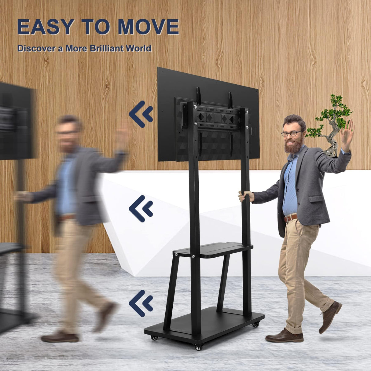 Maiproo Rolling TV Stand with Wheels for 32-75 Inch Heavy-Duty Mobile TV Cart LCD LED OLED Flat Panel Screens Smartboard Holds up to 100lbs Portable TV Stand on Wheels with Shelf Height Ajustable Maiproo