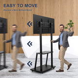 Maiproo Rolling TV Stand with Wheels for 32-75 Inch Heavy-Duty Mobile TV Cart LCD LED OLED Flat Panel Screens Smartboard Holds up to 100lbs Portable TV Stand on Wheels with Shelf Height Ajustable Maiproo