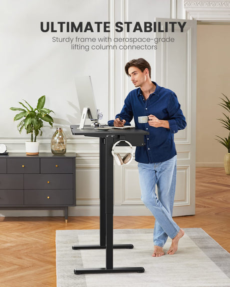 ErGear Electric Standing Desk with Keyboard Tray, 55x28 Inches Adjustable Height Sit Stand Up Desk, Home Office Desk Computer Workstation, Black ErGear