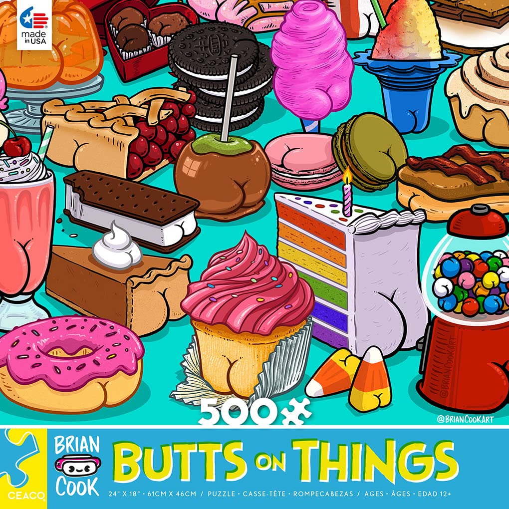 Ceaco - Brian Cook - Butts on Things - Sweet Cheeks - 500 Piece Jigsaw Puzzle Ceaco