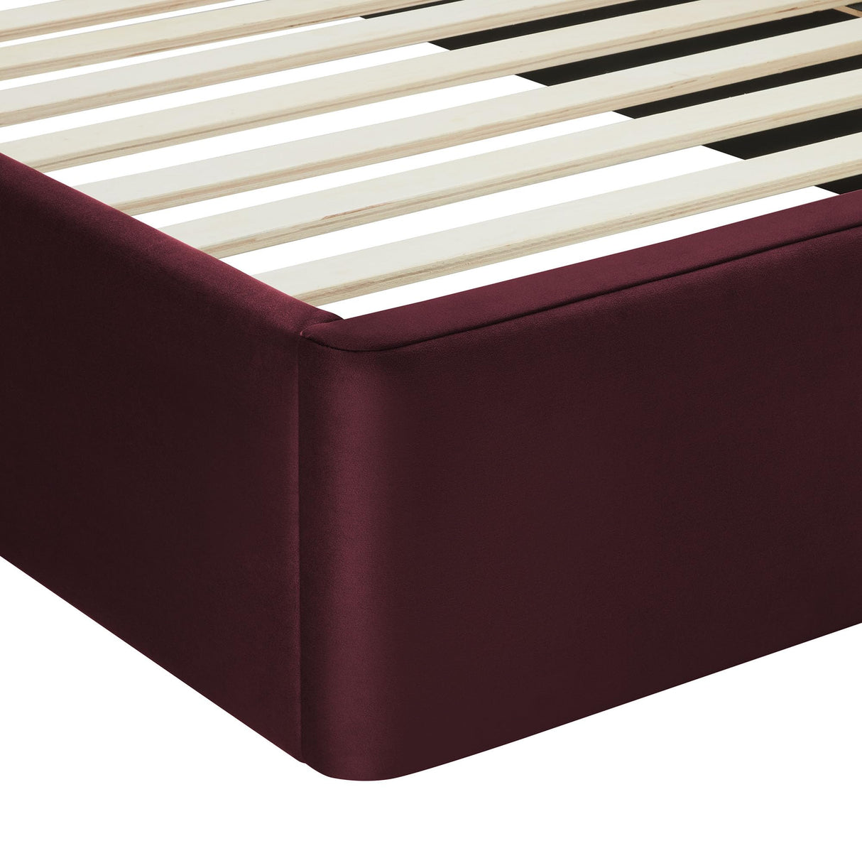 Modway Solana Queen Size Performance Velvet Platform Bed in Mulberry – Upholstered Bed Frame with Soft Arch Shaped Padded Headboard - Plinth Base Platform Bed Frame Modway