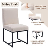 HNY Century Modern Dining Chairs Set of 6, Linen Fabric Kitchen & Dining Room Chair, Upholstered Dining Chair Side Chair with Black Finish Metal Frame, Cream 6 PC HNY