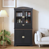 Janmer Home 67" Tall Kitchen Storage Cabinet, Farmhouse Pantry Cabinet with Doors, Drawer and Adjustable Shelves, Freestanding Cupboard Wood Pantry for Kitchen, Dining Room Bathroom (Retro, Black) Janmer Home