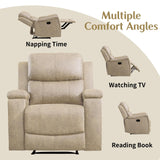 CANMOV Leather Recliner Chair, Classic and Traditional Manual Recliner Chair with Overstuffed Arms and Back, Manual Single Sofa with Concealed Cup Holders,Beige CANMOV