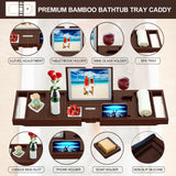 Premium Bamboo Bathtub Caddy Tray - Bath Tray - Bath Tub Tray Table for Bathtub - Expandable Size, Fits Most Bath Tubs - Brown Banlilu