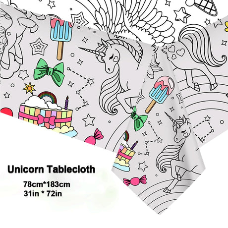 JUNQIU Unicorn Coloring Table Cloth for Kids, 72 * 31Inch Giant Coloring Poster for Unicorn Birthday Decorations/Party Games/Birthday Activities/Crafts/Coloring Paper Roll JUNQIU US