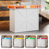 PAKASEPT Reception Desk with LED Lights, 55-Inch Front Counter Table with Lockable Drawer & Glass Display Shelf, Reception Room Table with Cable Grommet for Checkout, Lobby, Beauty Salon PAKASEPT