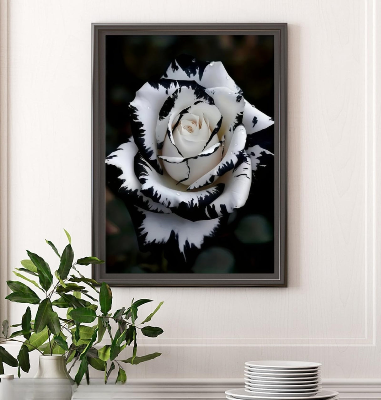 BYGFHLYW Diamond Painting Kits for Adults, White Rose Flower Diamond Art Kits for Adults Beginner, 5D DIY Full Drill Diamond Dot Gem Art Home Wall Decor 12x16inch BYGFHLYW