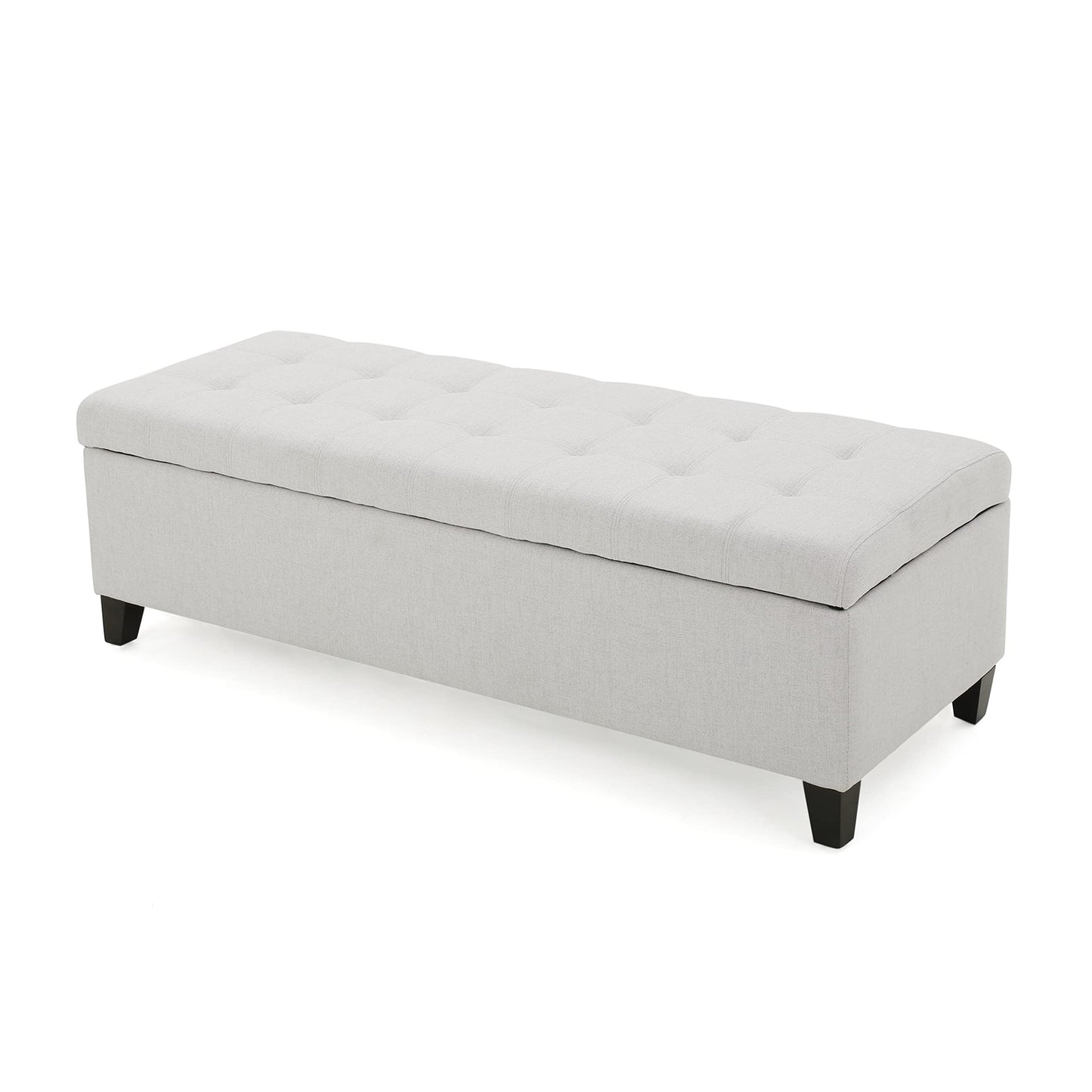 Christopher Knight Home Mission Fabric Storage Ottoman, Light Grey - WoodArtSupply