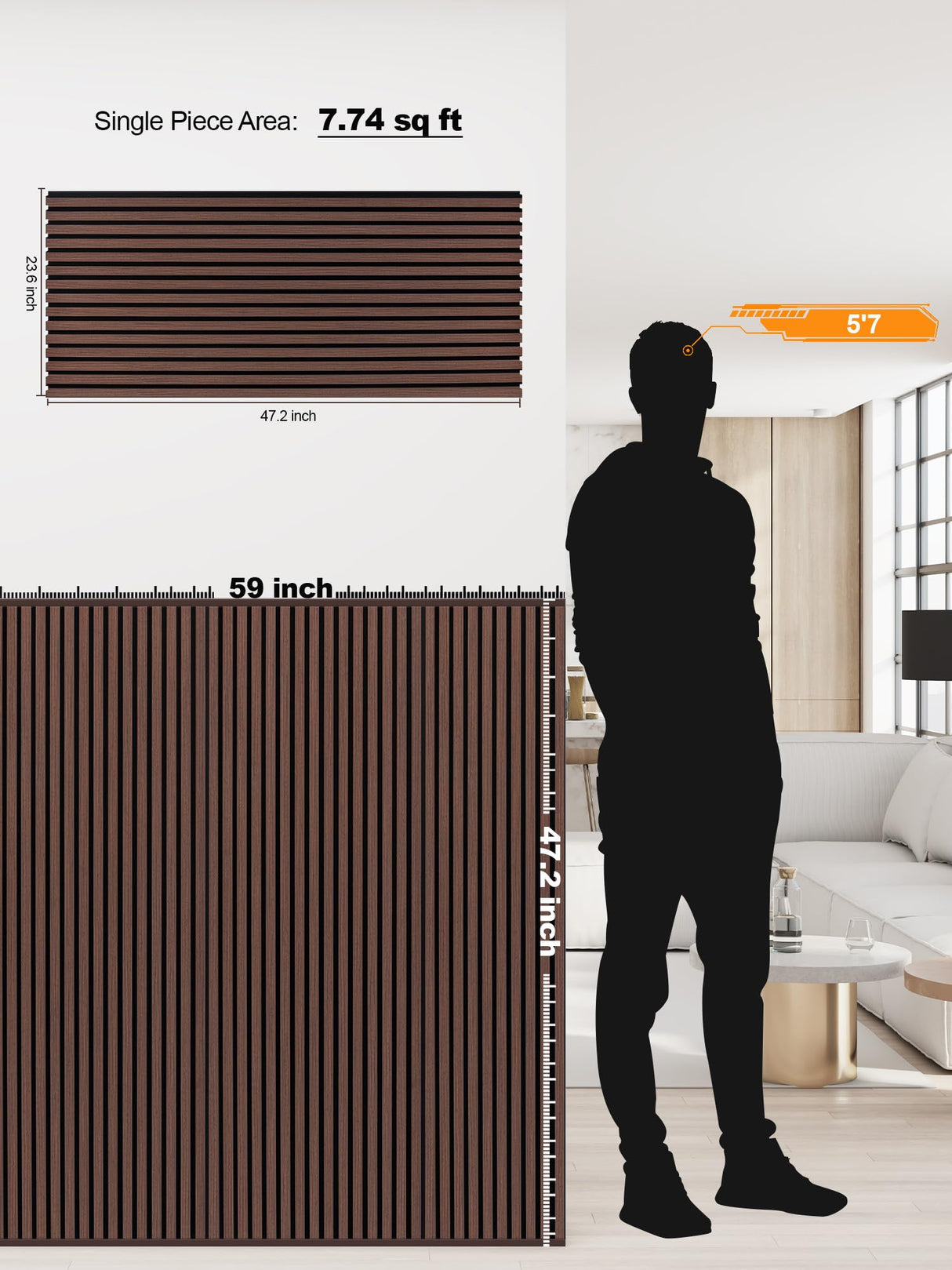 Woven Sound Wood Panels for Wall, Functionality and Durability, Enhanced Acoustic & Sound Proof Fluted Design, Versatile Wood Slat Wall Decor for Home & Office, 2 Pack Walnut, 47.2x23.6 Inch WoveN SounD