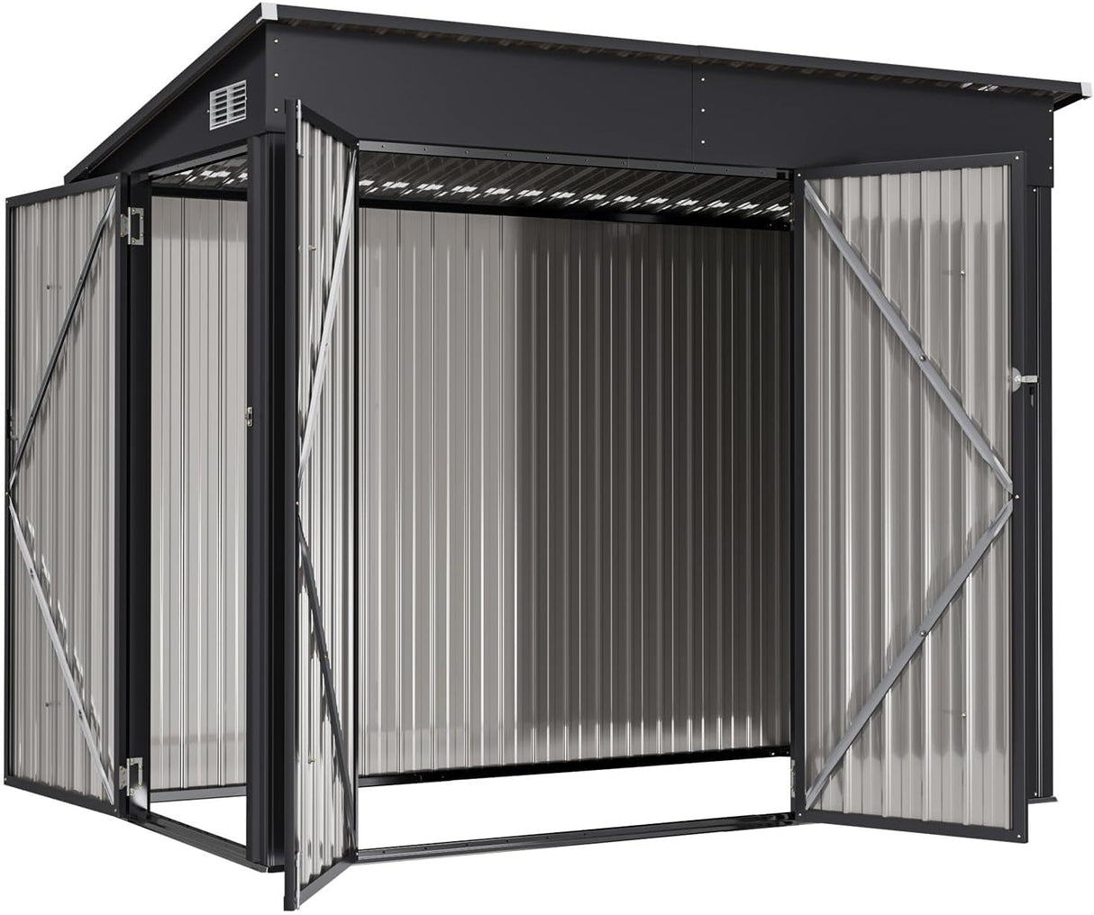 Aoxun 4' x 8' Shed Outdoor Storage Shed with Triple Lockable Door Metal Storage Cabinet with Slopping Roof for Tools Bicycles Storage for Garden, Patio, Courtyard Aoxun