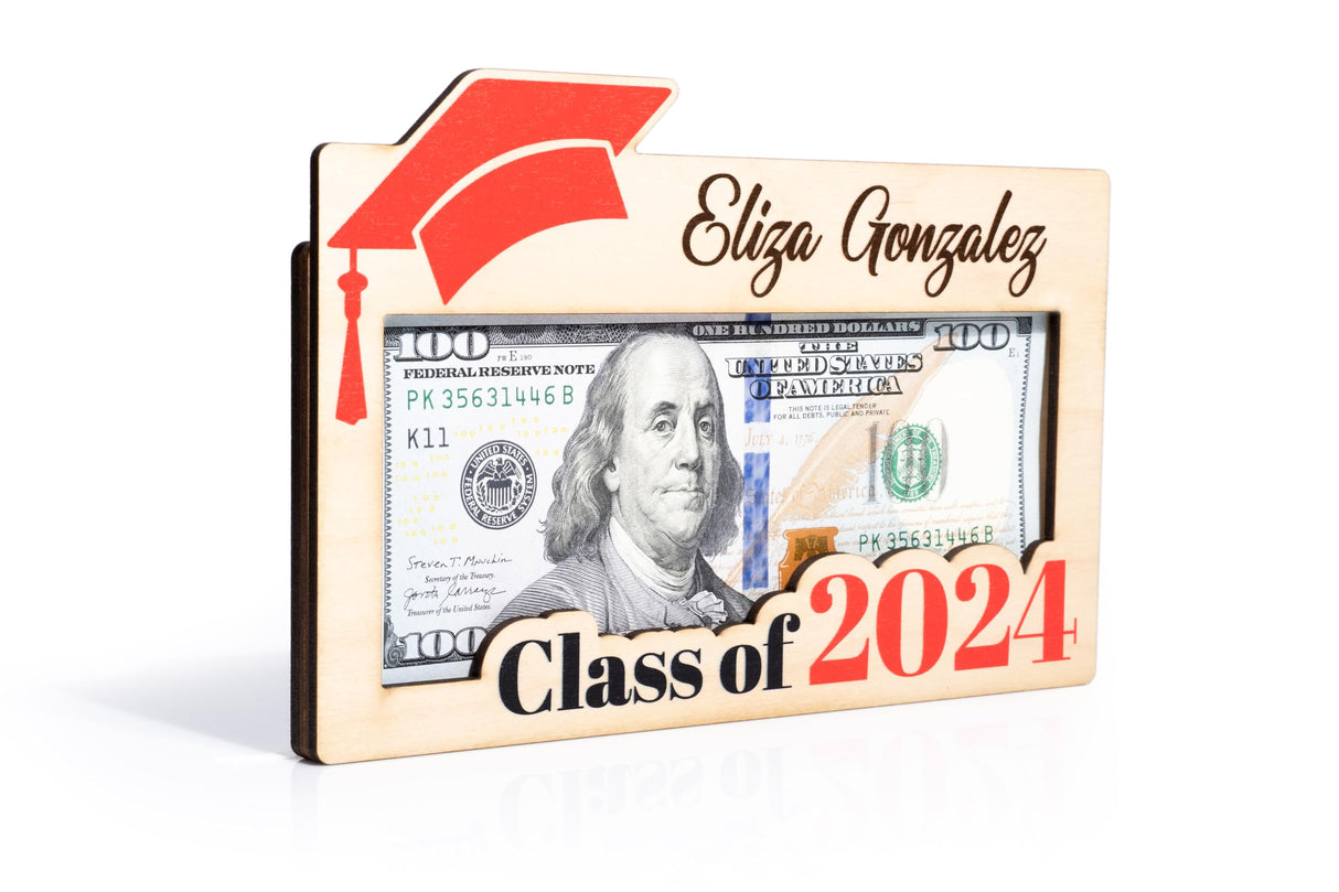 Graduation Money Holder 2024 Personalized, Graduation Gifts Money Holder w/Name and Message - 12 Graduation Cap Colors, Money Holder for Cash Gifts Graduation, Class of 2024 Graduation Gifts Customization Mill