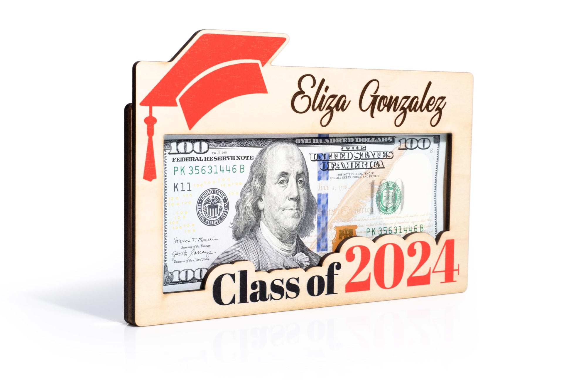 Graduation Money Holder 2024 Personalized, Graduation Gifts Money Holder w/Name and Message - 12 Graduation Cap Colors, Money Holder for Cash Gifts Graduation, Class of 2024 Graduation Gifts - WoodArtSupply