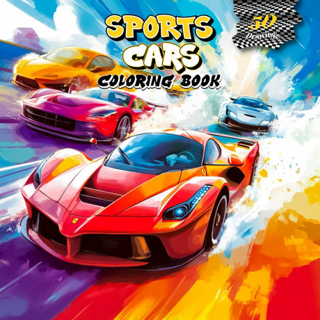 Cars coloring book: A unique collection of 50 super sports cars, for kids , teens and adults WoodArtSupply