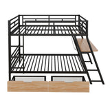 RuiSiSi Metal Bunk Bed with Desk and 2 Drawers, Full Over Full Gaming Bunk Bed with LED Light, No Box Spring Needed RuiSiSi