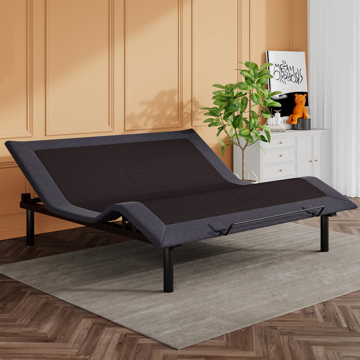 SHA CERLIN Electric Adjustable Bed Base, Ergonomic Basic King Size Bed Frame with Upgraded Motors and Wireless Remote Control, Independent Head and Foot Incline, Assembly Required SHA CERLIN