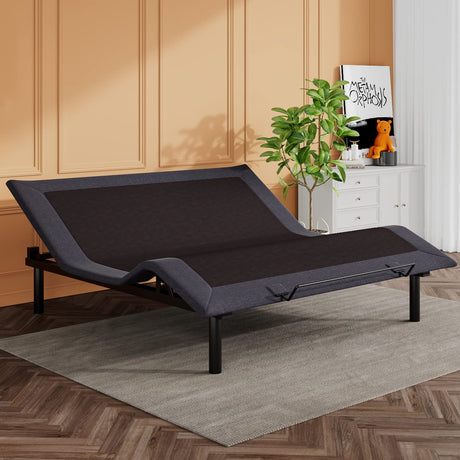 SHA CERLIN Electric Adjustable Bed Base, Ergonomic Basic King Size Bed Frame with Upgraded Motors and Wireless Remote Control, Independent Head and Foot Incline, Assembly Required SHA CERLIN