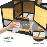 TIMHAKA 80'' Chicken Coop with Nesting Box, Outdoor Duck Coop, Chicken House for Outside, Wooden Chicken Coops with Run & Waterproof Asphalt Roof, Wheels, Removable Tray and Hanging Chicken Feeder TIMHAKA