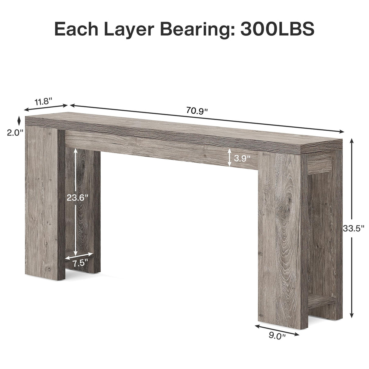 Tribesigns 70.9-Inch Extra Long Console Table, Farmhouse Wood Sofa Table Behind Couch, Narrow Entryway Accent Table for Living Room, Hallway, Entrance, Foyer, Grey Tribesigns