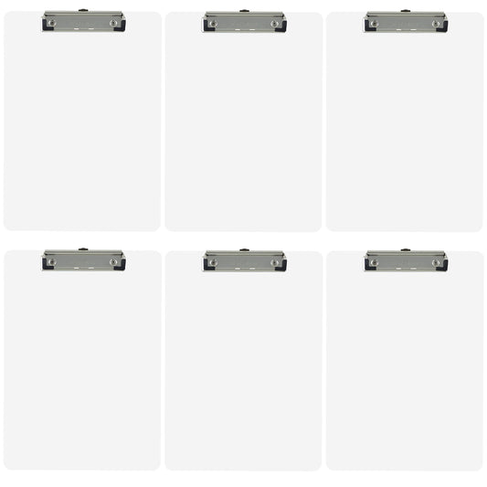 Trade Quest Plastic Clipboard Opaque Color Letter Size Low Profile Clip (Pack of 6) (White)