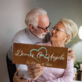 Bemaystar Personalized Custom Wedding Gifts, Custom Name/Date Wooden Signs, For Unique Anniversary Keepsakes, Gift Ideas, Bridal Shower Gifts, Love Memories 15" x 6" Bemaystar