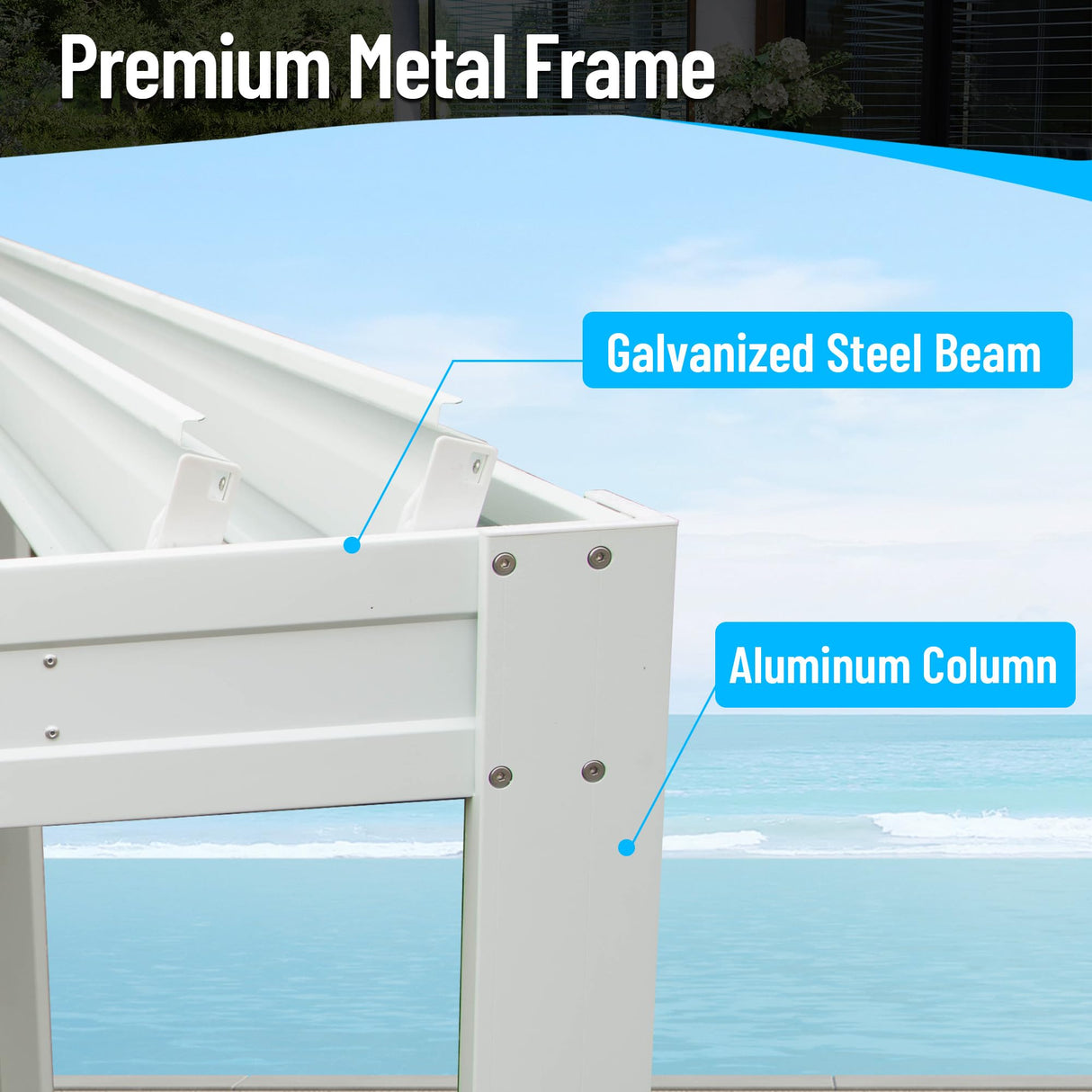 Domi Louvered Pergola 10' x 10' Outdoor Aluminum Pergola with Adjustable Roof, Aluminum Frame, Efficient Drainage System for Patio, Deck, Garden, White domi outdoor living