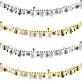 Jishi 16ft Christmas Garland Christmas Tree Gold Bead Decoration Clear Iridescent & Gold Bead Garland Twist Bead String for Christmas Tree Decorations, Rustic Crystal Garland Ornaments for Home Decor Jishi