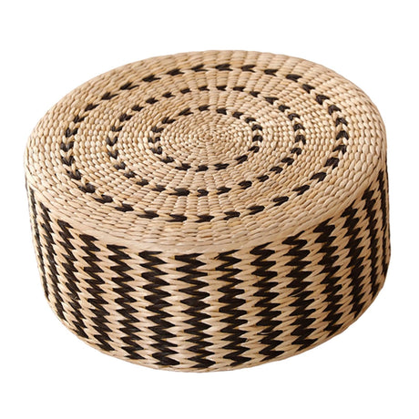 Leefasy Traditional Meditation Cushion Floor Cushion Comfortable Woven Tatami Floor Mat Tatami Floor Cushion for Indoor Tea Ceremony Birthday Gifts, Black 45cm Leefasy