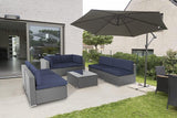 Oakcloud 7-Piece Outdoor Patio Furniture Set Grey Rattan Wicker Sectional Sofa Conversation Sets with Cushions and Glass Top Table (Dark Blue) Oakcloud