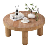 RUSTOWN 2-Piece Round Farmhouse Coffee Table, Rustic Coffee Table and End Table Sets, Circle Wooden Ring Finish with Solid Wood Legs, Center Table Set for Living Room (Natural) RUSTOWN