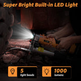 TaskStar 2-in-1 Electric Grease Gun:12000 PSI, 5.3 oz/min Flow Battery Powered Cordless Grease Gun with 2 * 4.0 Ah Batteries and Charger, LED Light, 90 Degree Coupler Adapter, Orange TaskStar