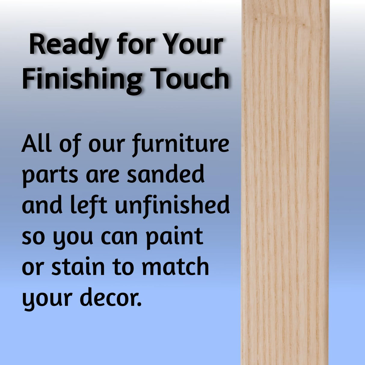 Waddell Parsons Square Table Leg (4 Count, 15" H) | Quick Mount Ash Wood Coffee Table Legs with 5/16" #18 Hanger Bolt | Replacement Decorative Unfinished Furniture Legs for DIY Home Improvement Waddell