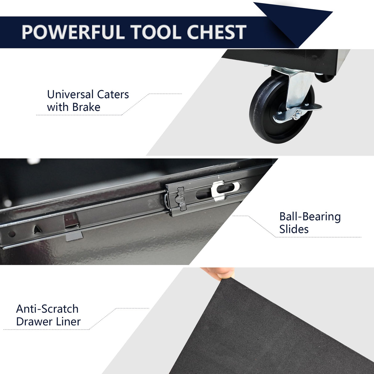 SumKea 4 Drawers Cart 24.25" Rolling Toolbox, with Key Locking and 4 Wheels Tool Boxes, Suitable for Garages, Warehouses, Workshops, Repair Shops, Black SumKea