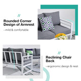 Patiorama Aluminum Patio Furniture Set, 4 PCS Modern Patio Conversation Set, All Weather White Outdoor Sectional Sofa Set w/Coffee Table, 3-Seater Sofa, Superior Olefin Cushion, Garden-Grey Cushion Patiorama