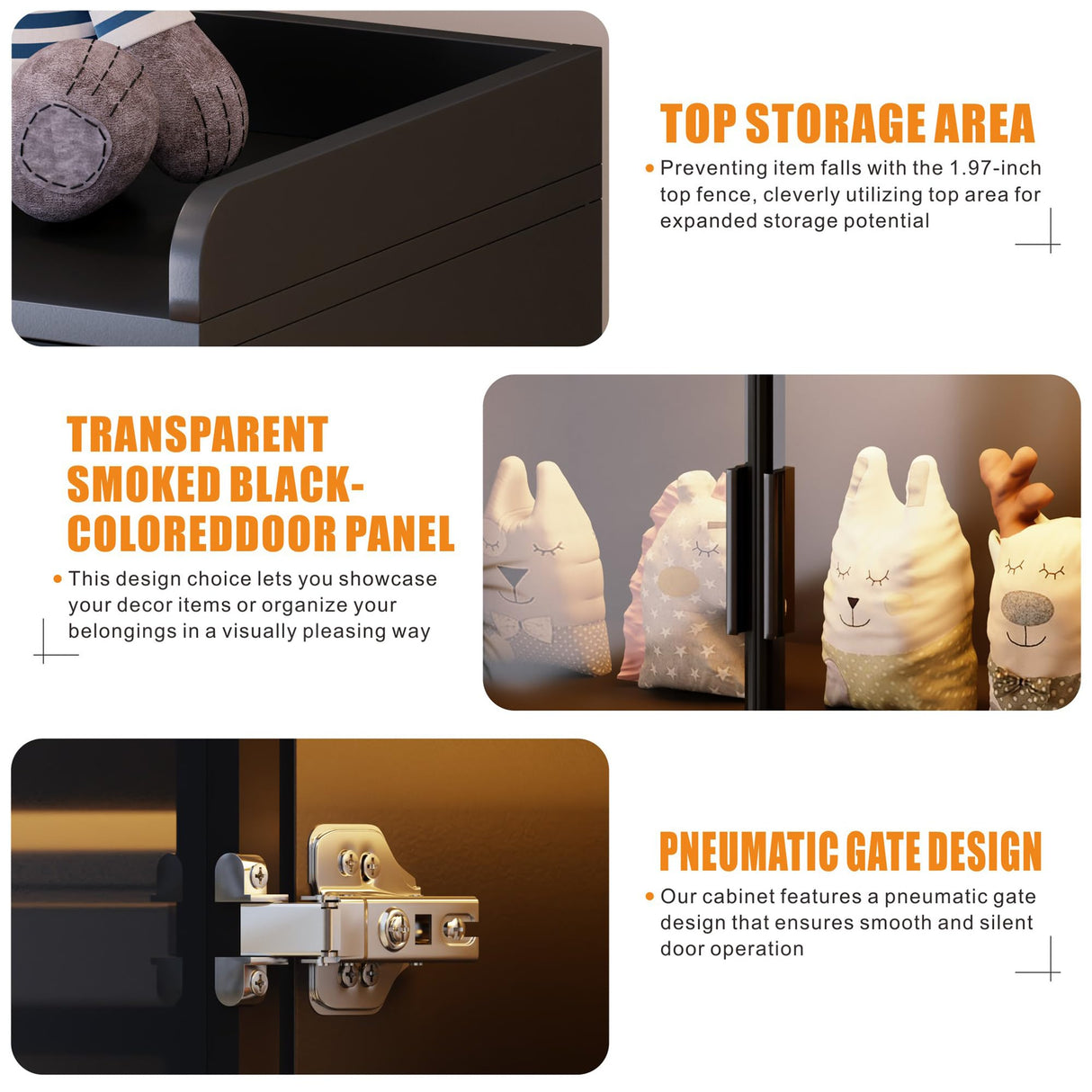 Display Cabinet with Doors and Adjustable Shelves, 65" Tall Bookcase with LED Lights/Human Sensor, 5 Tier Display Case for Collectibles Bedroom Living Room Office, Black - Smoked Black Door Dystler