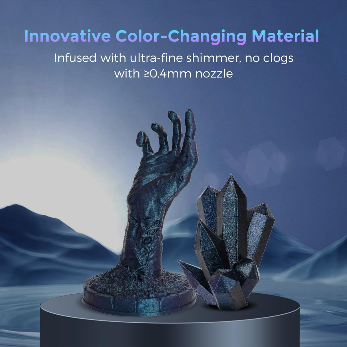 FLASHFORGE PLA Filament 1.75mm +/- 0.02mm Burnt Titanium, Color Changeable 3D Printer Filament 1kg (2.2lbs), Chameleon Changing Colors with Light, Perfectly Hide The Layer Line FLASHFORGE