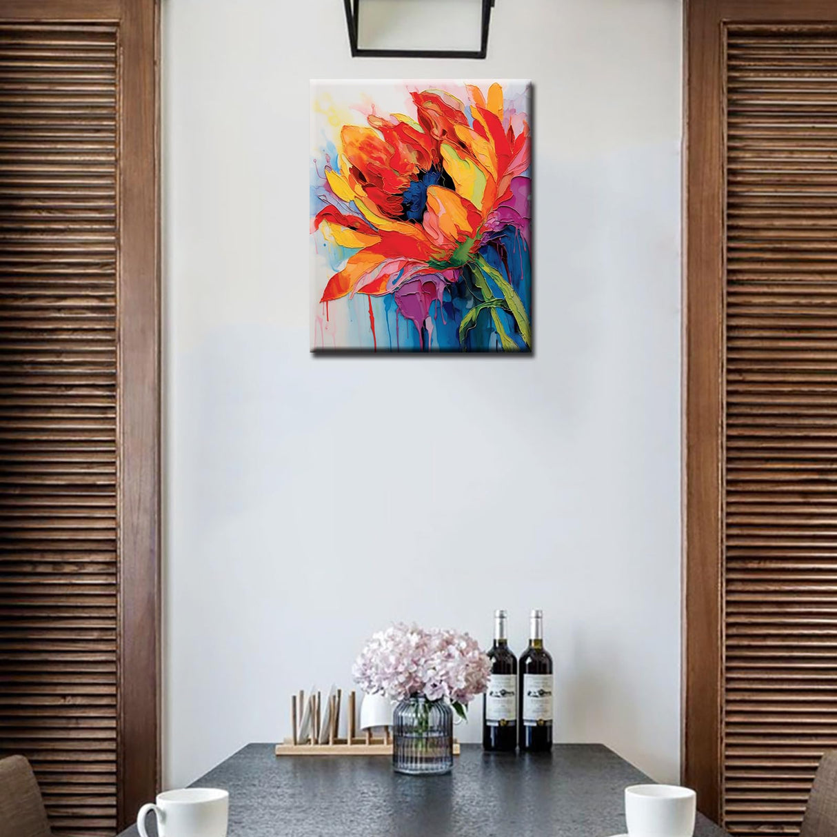 Tulip Flower Paint by Number for Adult,Abstract Graffiti Painting by Number Kits On Canvas, DIY Oil Painting Acrylic Paints,leafage Paint by Numbers for Adults and Kids Beginner（without frame） Aihonmin