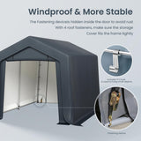 PHI VILLA 8'x12'x7.3' Outdoor Portable Storage Shelter Shed Garage with 2 Roll up Zipper Doors & Vents Carport for Motorcycle Bike Waterproof and UV Resistant Anti-Snow Portable Garage Kit Tent, Gray PHI VILLA