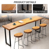 robwibw Bar Height Pub Table, Rectangle Bar Bistro Table Long Counter Height Dining Table Rustic Breakfast Bar for Bar Coffee Kitchen Restaurant (47.2" L * 17.7" W * 41.3" H) robwibw