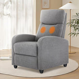 DUMOS Recliner Chair for Adults, Massage Reclining Chair for Living Room, Adjustable Home Theater Seating Single Sofa with Padded Seat Backrest and Footrest, Linen, Grey DUMOS