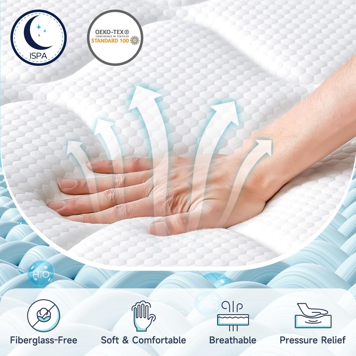 SIMARTH King Mattress, 12 Inch King Size Hybrid Mattresses in a Box Upgrade Strengthen, Gel Memory Foam King Mattress Made of Individually Pocketed Springs for Support & Pressure Relief, Medium Firm